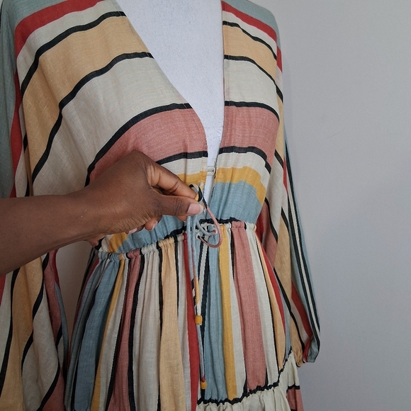 Zimmerman Cassia Draw Stripe Mini Linen Dress Size 2 - Picture 5 of 15